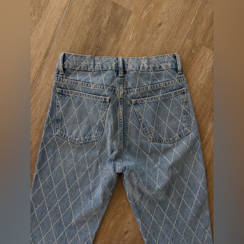 Zara Blue Rhinestone Diamond Pattern Jeans - Picture 5 of 5